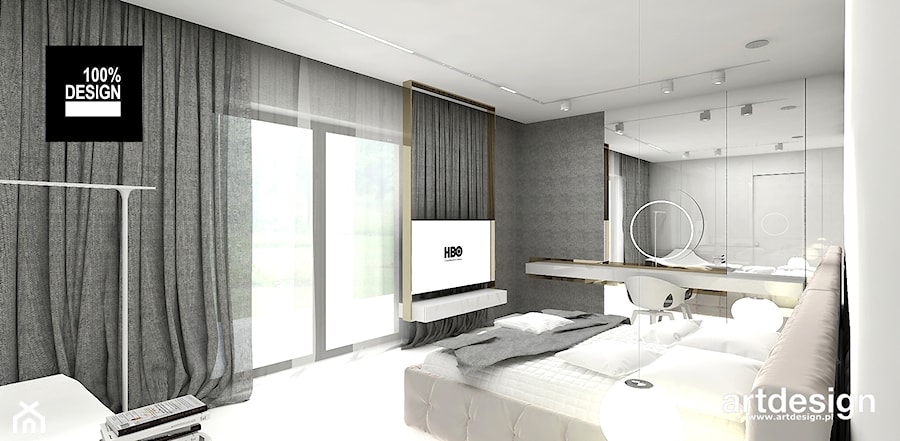 MAKE IT HAPPEN | II | Wnętrza domu - Średnia szara z biurkiem sypialnia, styl minimalistyczny - zdjęcie od ARTDESIGN architektura wnętrz