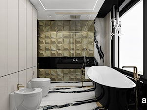 Łazienka z dekoracyjnymi płytkami 3d - zdjęcie od ARTDESIGN architektura wnętrz