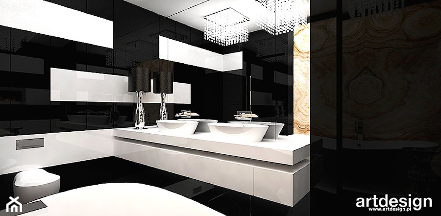 łazienka w kolorze biało-czarnym - zdjęcie od ARTDESIGN architektura wnętrz