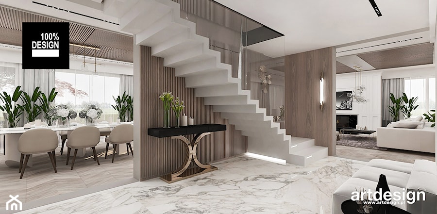 białe schody dywanowe w domu - zdjęcie od ARTDESIGN architektura wnętrz