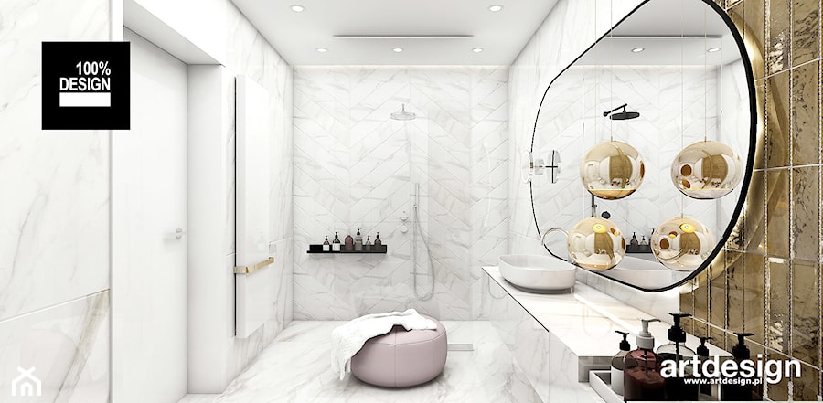 IT IS LIKE OXYGEN | III | Wnętrza domu - Duża bez okna jako pokój kąpielowy z lustrem z marmurową podłogą z punktowym oświetleniem łazienka, styl nowoczesny - zdjęcie od ARTDESIGN architektura wnętrz