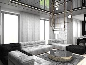 READ BETWEEN THE LINES | I | Wnętrza apartamentu - Duży biały szary salon z kuchnią z jadalnią, styl nowoczesny - zdjęcie od ARTDESIGN architektura wnętrz
