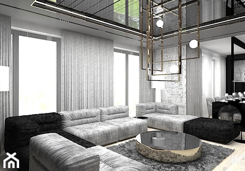 READ BETWEEN THE LINES | I | Wnętrza apartamentu - Duży biały szary salon z kuchnią z jadalnią, styl nowoczesny - zdjęcie od ARTDESIGN architektura wnętrz