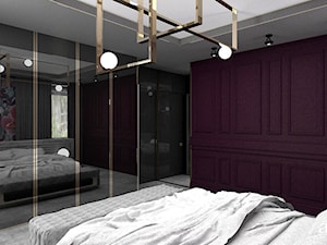 READ BETWEEN THE LINES | II | Wnętrza apartamentu - Duża czarna fioletowa z panelami tapicerowanymi sypialnia, styl nowoczesny - zdjęcie od ARTDESIGN architektura wnętrz