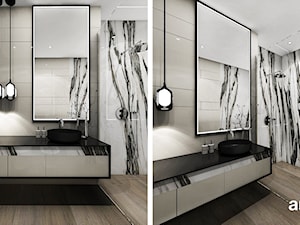 Łazienka beż, biel, czerń, drewno - zdjęcie od ARTDESIGN architektura wnętrz