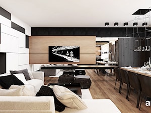 LOOK #61 | Wnętrza apartamentu - Duży biały salon z jadalnią, styl nowoczesny - zdjęcie od ARTDESIGN architektura wnętrz