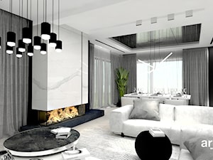 LITTLE BY LITTLE | I | Wnętrza domu - Duży biały czarny salon z jadalnią, styl nowoczesny - zdjęcie od ARTDESIGN architektura wnętrz
