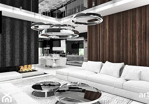 MAKE IT HAPPEN | I | Wnętrza domu - Średni czarny salon z jadalnią, styl minimalistyczny - zdjęcie od ARTDESIGN architektura wnętrz