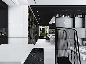 AT THE DROP OF A HAT | Wnętrza domu - Duża biała czarna jadalnia jako osobne pomieszczenie, styl nowoczesny - zdjęcie od ARTDESIGN architektura wnętrz