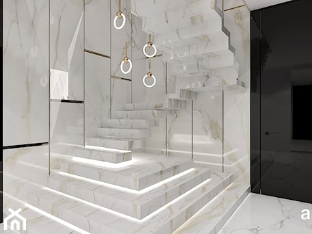 Aranżacje wnętrz - Schody: Eleganckie białe schody - ARTDESIGN architektura wnętrz. Przeglądaj, dodawaj i zapisuj najlepsze zdjęcia, pomysły i inspiracje designerskie. W bazie mamy już prawie milion fotografii!