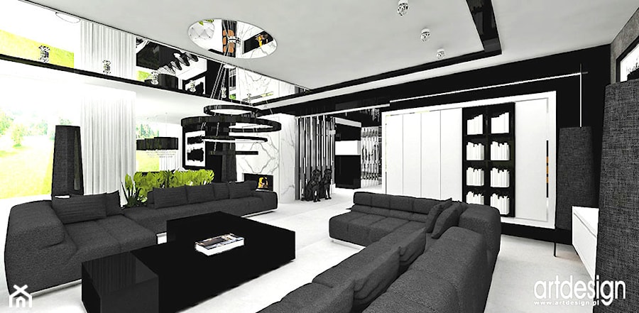 wnętrza salonu w kolorystyce czarno-białej - zdjęcie od ARTDESIGN architektura wnętrz