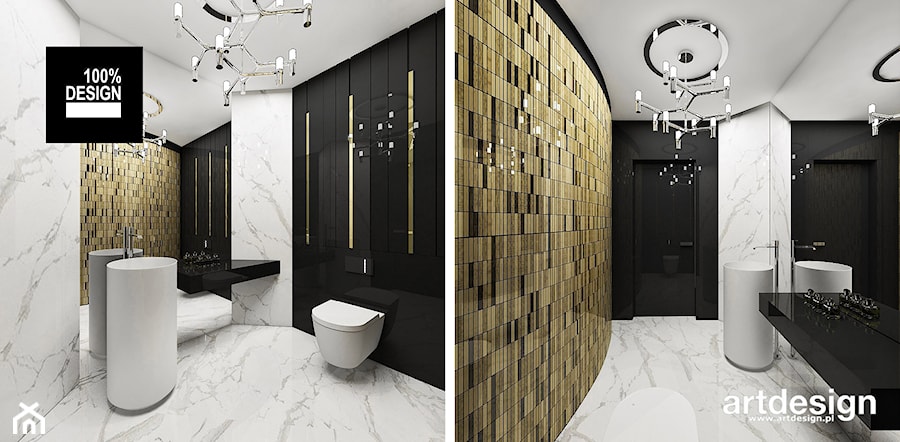 luksusowa łazienka ze złotą mozaiką - zdjęcie od ARTDESIGN architektura wnętrz