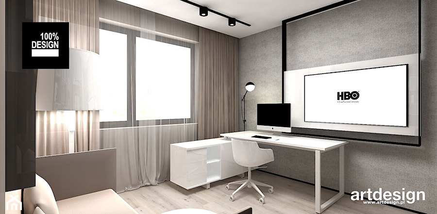 MAKE IT HAPPEN | II | Wnętrza domu - Średnie w osobnym pomieszczeniu z sofą szare biuro, styl mini ... - zdjęcie od ARTDESIGN architektura wnętrz