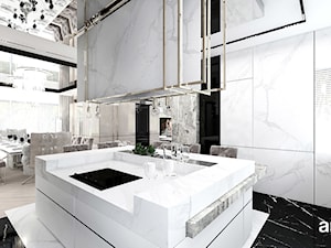 EVERY DAY IS YOUR DAY | Wnętrza domu - Średnia otwarta szara z zabudowaną lodówką kuchnia w kształcie litery u z wyspą lub półwyspem z oknem z marmurem nad blatem kuchennym, styl nowoczesny - zdjęcie od ARTDESIGN architektura wnętrz