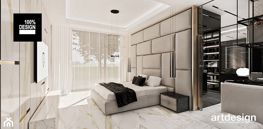Biało-beżowa sypialnia - zdjęcie od ARTDESIGN architektura wnętrz