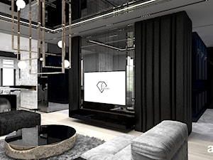 READ BETWEEN THE LINES | I | Wnętrza apartamentu - Duży czarny salon z jadalnią, styl nowoczesny - zdjęcie od ARTDESIGN architektura wnętrz