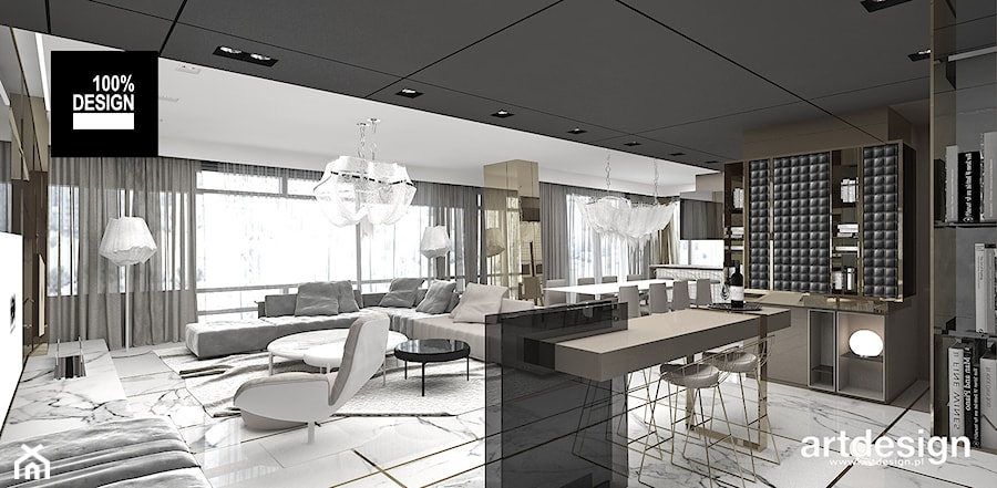 GOLDFINGER | Wnętrza apartamentu - Salon, styl nowoczesny - zdjęcie od ARTDESIGN architektura wnętrz