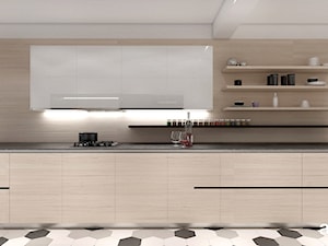 OVER THE MOON | II | Wnętrza domu - Średnia otwarta z kamiennym blatem biała z zabudowaną lodówką kuchnia jednorzędowa z oknem, styl nowoczesny - zdjęcie od ARTDESIGN architektura wnętrz