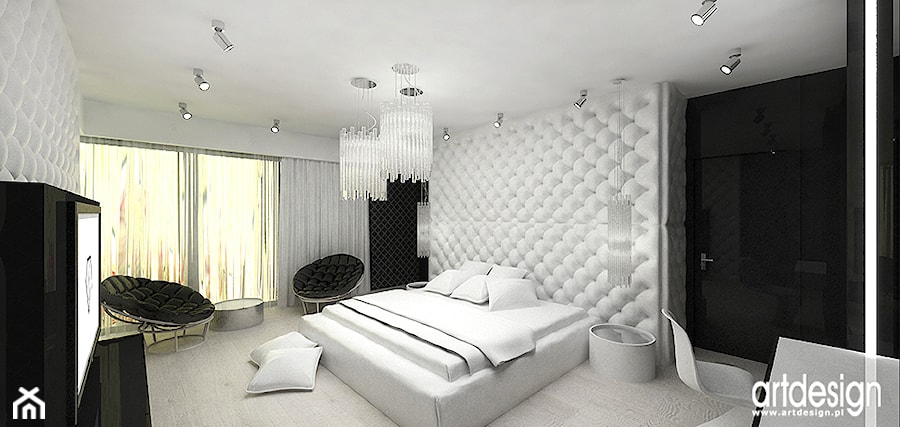 sypialnia w kolorystyce czarno-białej - zdjęcie od ARTDESIGN architektura wnętrz