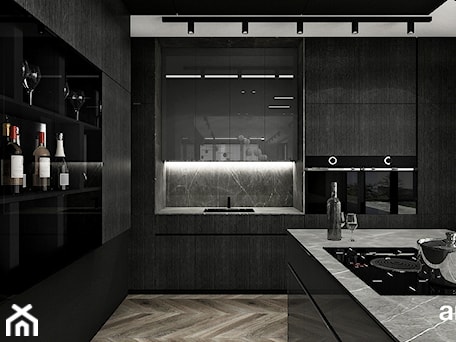 Aranżacje wnętrz - Kuchnia: czarna kuchnia w apartamencie - ARTDESIGN architektura wnętrz. Przeglądaj, dodawaj i zapisuj najlepsze zdjęcia, pomysły i inspiracje designerskie. W bazie mamy już prawie milion fotografii!