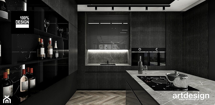 czarna kuchnia w apartamencie - zdjęcie od ARTDESIGN architektura wnętrz