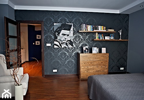 mieszkanie rodzeństwa 76m2 - Średnia czarna sypialnia, styl nowoczesny - zdjęcie od rooMore