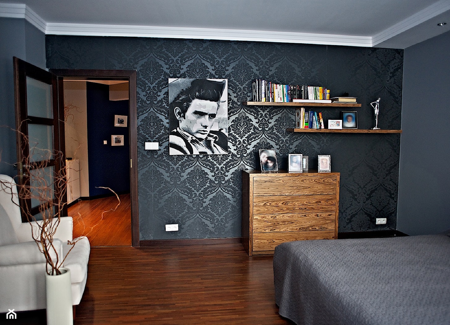 mieszkanie rodzeństwa 76m2 - Średnia czarna sypialnia, styl nowoczesny - zdjęcie od rooMore - Homebook