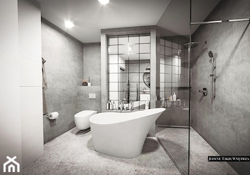 Jedyne.Takie.Wnętrza - Minimalistyczny pokój kąpielowy - Średnia bez okna z lustrem łazienka, styl minimalistyczny - zdjęcie od Jedyne.Takie.Wnętrza - Architekt wnętrz Paulina Kononowicz-Kwaśnik