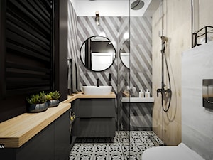 Skandynawsko loftowa łazienka z geometrycznymi płytkami - zdjęcie od Jedyne.Takie.Wnętrza Paulina Kononowicz-Kwaśnik