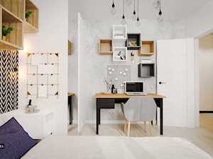 Skandynawsko loftowy pokój z geometryczną fototapetą - zdjęcie od Jedyne.Takie.Wnętrza Paulina Kononowicz-Kwaśnik