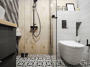 Skandynawsko loftowa łazienka z geometrycznymi płytkami - zdjęcie od Jedyne.Takie.Wnętrza Paulina Kononowicz-Kwaśnik