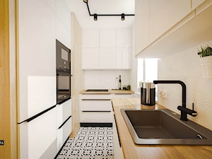 Kuchnia biało-czarna z płytkami patchwork - zdjęcie od Jedyne.Takie.Wnętrza - Architekt wnętrz Paulina Kononowicz-Kwaśnik