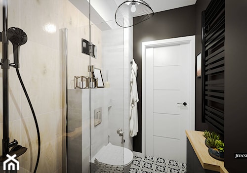 Skandynawsko loftowa łazienka z geometrycznymi płytkami - zdjęcie od Jedyne.Takie.Wnętrza - Architekt wnętrz Paulina Kononowicz-Kwaśnik