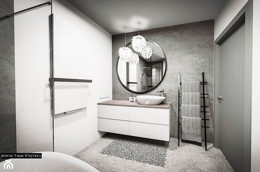 Jedyne.Takie.Wnętrza - Minimalistyczny pokój kąpielowy - Średnia bez okna z lustrem łazienka, styl minimalistyczny - zdjęcie od Jedyne.Takie.Wnętrza - Architekt wnętrz Paulina Kononowicz-Kwaśnik
