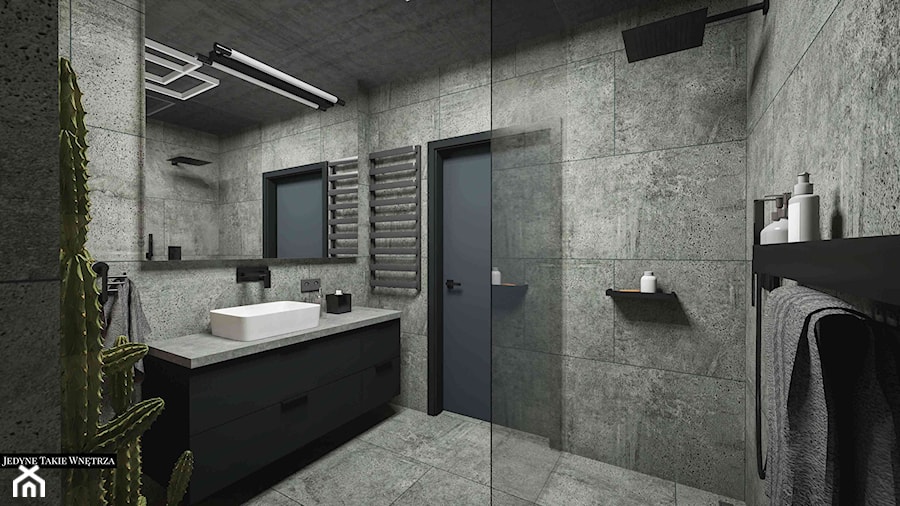 Betonowa minimalistyczna łazienka - zdjęcie od Jedyne.Takie.Wnętrza - Architekt wnętrz Paulina Kononowicz-Kwaśnik