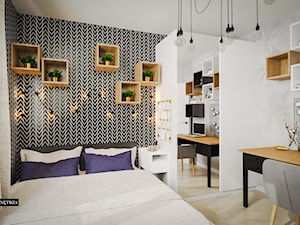 Skandynawsko loftowy pokój z geometryczną fototapetą - zdjęcie od Jedyne.Takie.Wnętrza - Architekt wnętrz Paulina Kononowicz-Kwaśnik