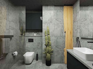 Betonowa minimalistyczna łazienka - zdjęcie od Jedyne.Takie.Wnętrza Paulina Kononowicz-Kwaśnik