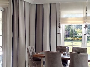 Projekt+ wykonanie - Średnia szara jadalnia jako osobne pomieszczenie - zdjęcie od Decotara- pracownia dekoracji okien i wnętrz