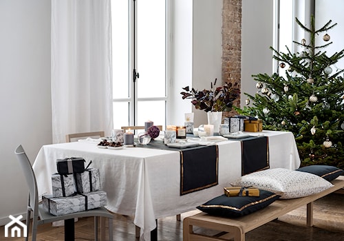 Winter 2014 - Mała szara jadalnia jako osobne pomieszczenie, styl skandynawski - zdjęcie od H&M Home