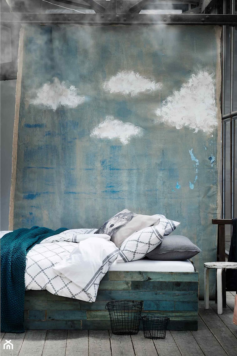 katalog 2015 - Mała biała niebieska sypialnia, styl skandynawski - zdjęcie od H&M Home