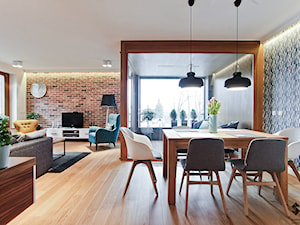 Apartament Wille Parkowa 2 - Średnia niebieska jadalnia w salonie - zdjęcie od Superpozycja Architekci Dominika Trzcińska