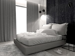 Mieszkanie w Gliwicach, Osiedle Paryskie - Średnia czarna szara sypialnia - zdjęcie od Superpozycja Architekci Dominika Trzcińska