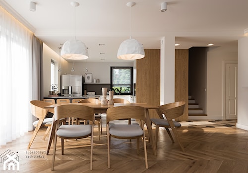 Dom w Tychach - Duża biała jadalnia w salonie - zdjęcie od Superpozycja Architekci Dominika Trzcińska