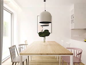 Dom w Sosnowcu - Średnia biała jadalnia w kuchni - zdjęcie od Superpozycja Architekci Dominika Trzcińska