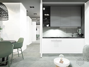 Mieszkanie w Katowicach, Francuska Park - Mała biała jadalnia w salonie w kuchni - zdjęcie od Superpozycja Architekci Dominika Trzcińska