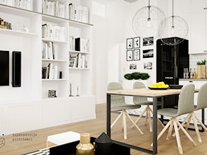 Mieszkanie w Gliwicach - Średnia biała jadalnia w salonie w kuchni - zdjęcie od Superpozycja Architekci Dominika Trzcińska