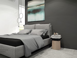 Mieszkanie w Katowicach, Francuska Park - Średnia biała czarna sypialnia - zdjęcie od Superpozycja Architekci Dominika Trzcińska