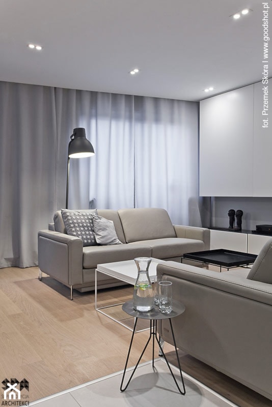 Mieszkanie w Katowicach_70m2 - Mały biały salon, styl nowoczesny - zdjęcie od Superpozycja Architekci Dominika Trzcińska