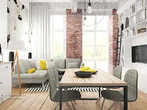 Mieszkanie w Gliwicach - Średnia biała jadalnia w salonie - zdjęcie od Superpozycja Architekci Dominika Trzcińska