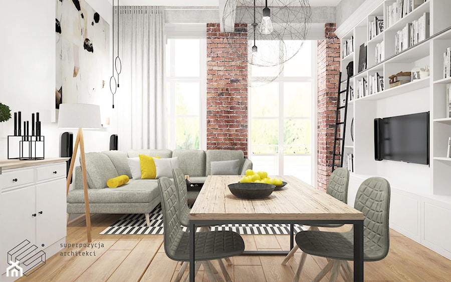 Mieszkanie w Gliwicach - Średnia biała jadalnia w salonie - zdjęcie od Superpozycja Architekci Dominika Trzcińska